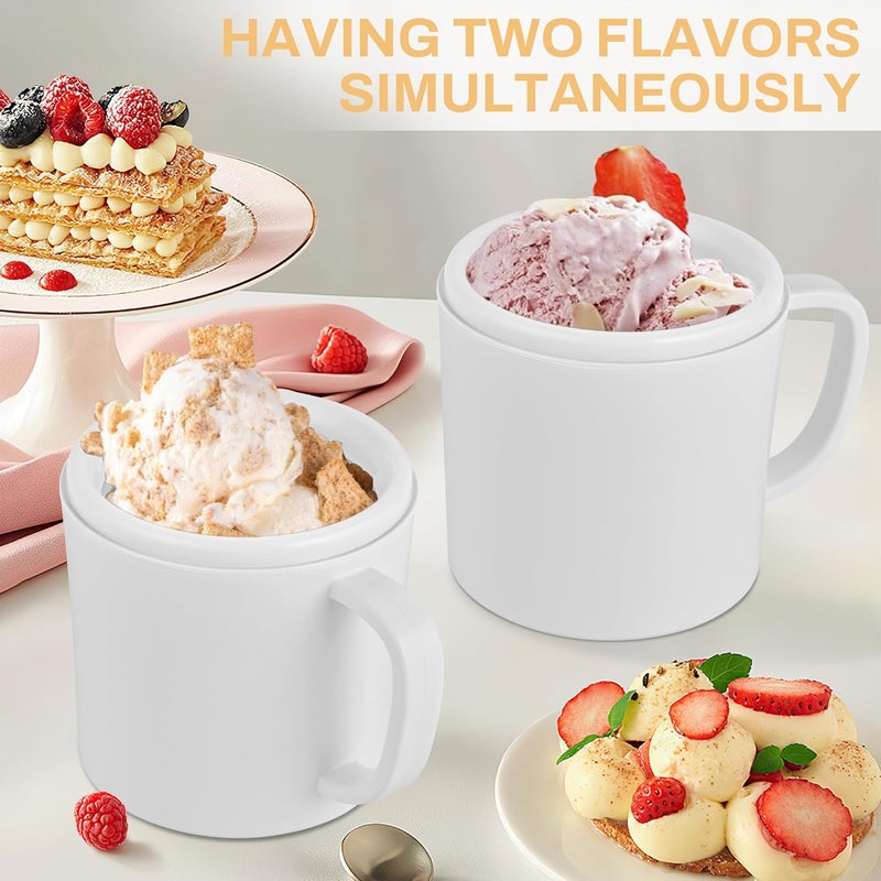 Pukomc Ice Cream Maker Machine for Home Use, with Two Ice Cream Bowls,Simple Operation and Easy to Clean,White - Image 2